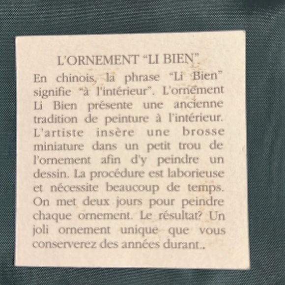 LI BIEN. Christmas Ornament. NWOT. Hand made painting. Highly Collectible. 2000 - Picture 7 of 7